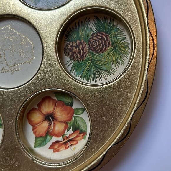 Vintage 50s/60s souvenir gold metal drink tray from Georgia - Picture 4 of 6